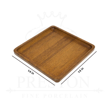 Wooden Serving Square Platter 14x14"