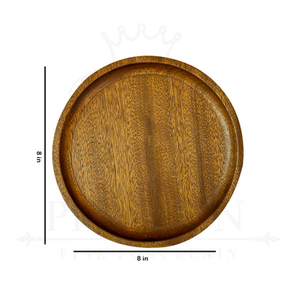 Wooden Serving Round Platter 8x8*0.75"