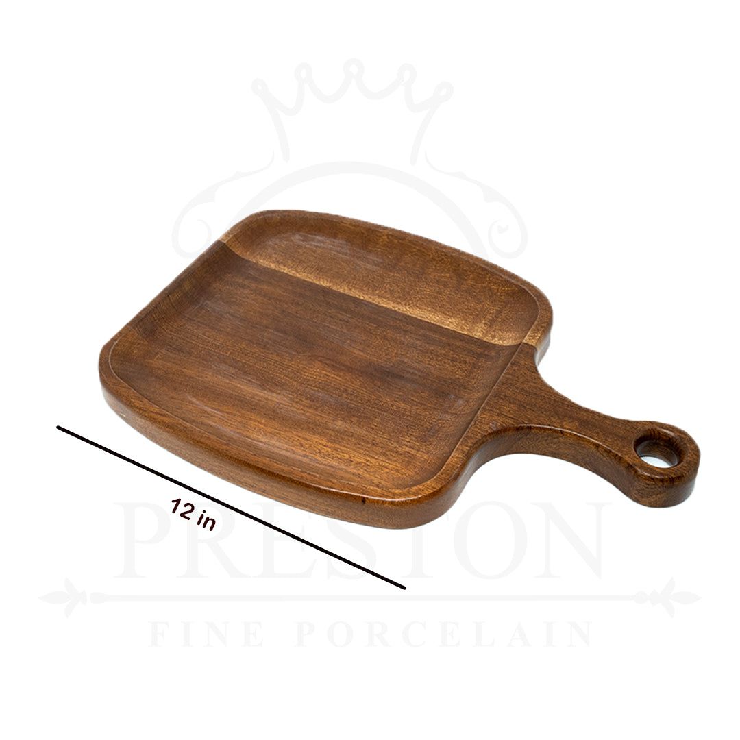 Square Wooden Platter With Handle 12x12"