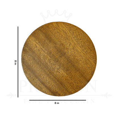 Plain Round Serving Board Wooden 8x8*0.75"