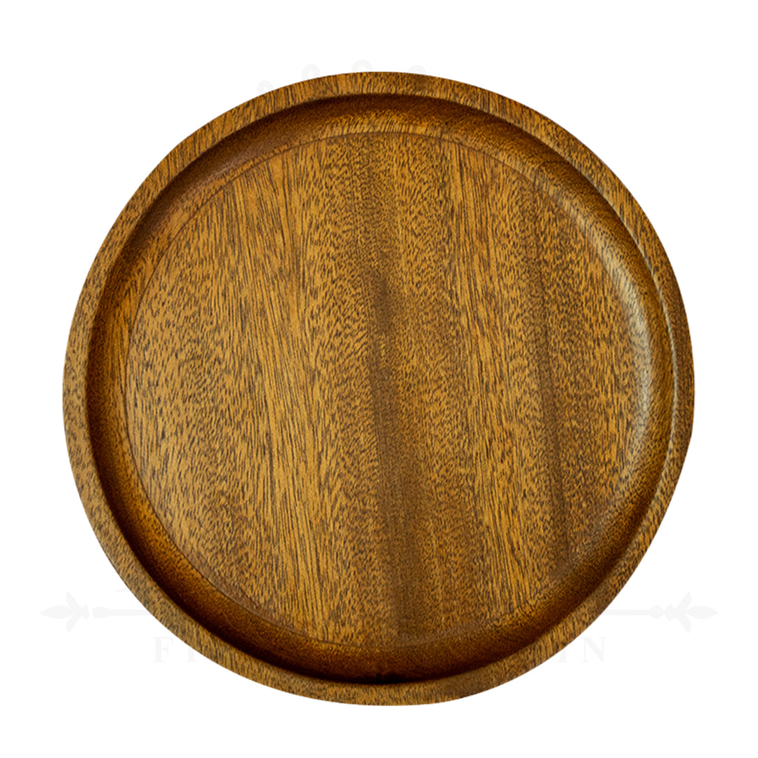 Wooden Serving Round Platter 10x10*0.75"